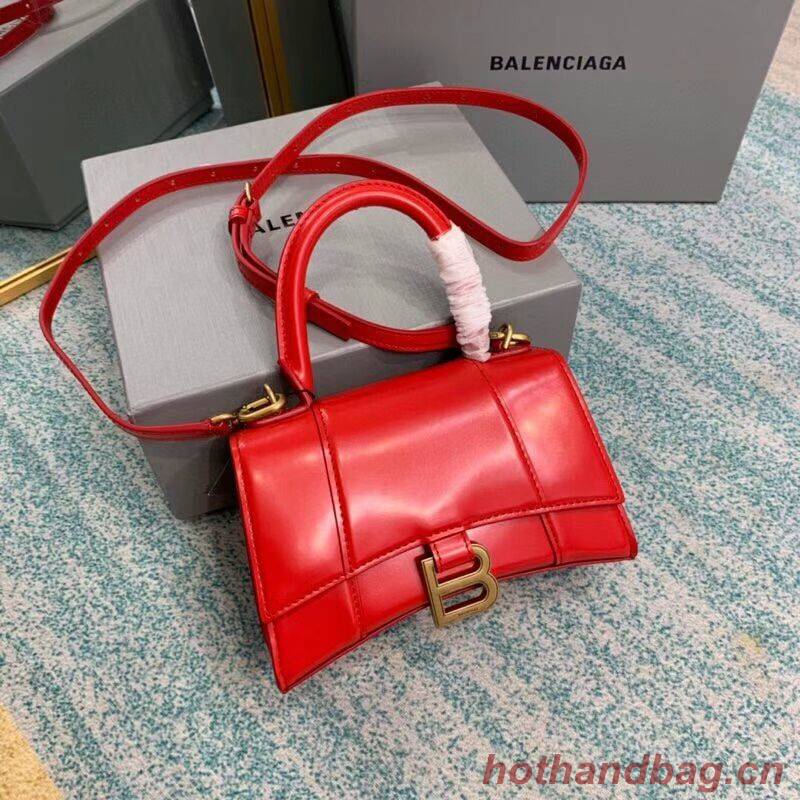 Balenciaga Hourglass XS Top Handle Bag shiny box calfskin 28331 red Balenciaga Hourglass XS Top Handle Bag shiny box calfskin 28331 red
