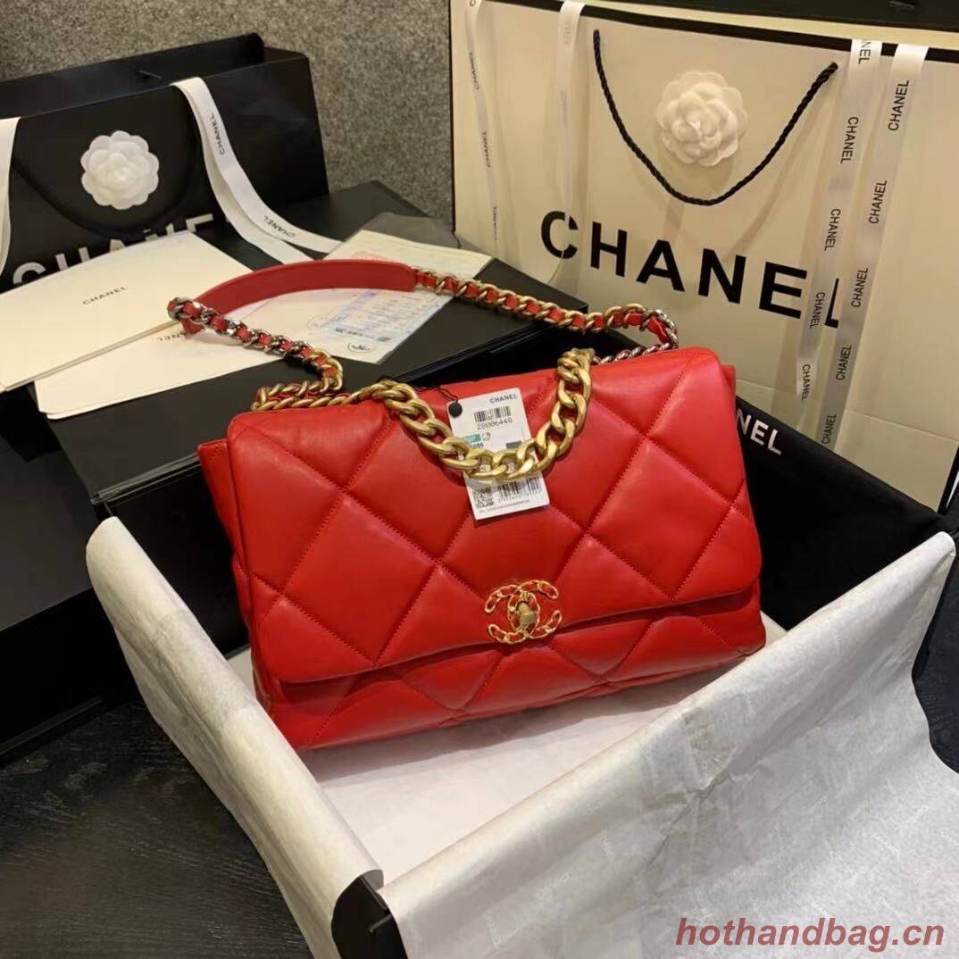 Chanel 19 flap bag AS1162 red Chanel 19 flap bag AS1162 red