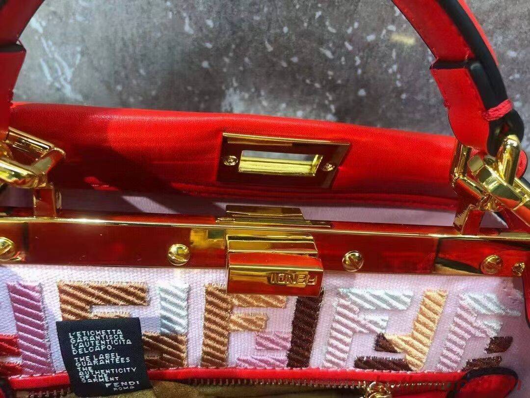 FENDI PEEKABOO ISEEU SMALL leather bag F1615 red FENDI PEEKABOO ISEEU SMALL leather bag F1615 red