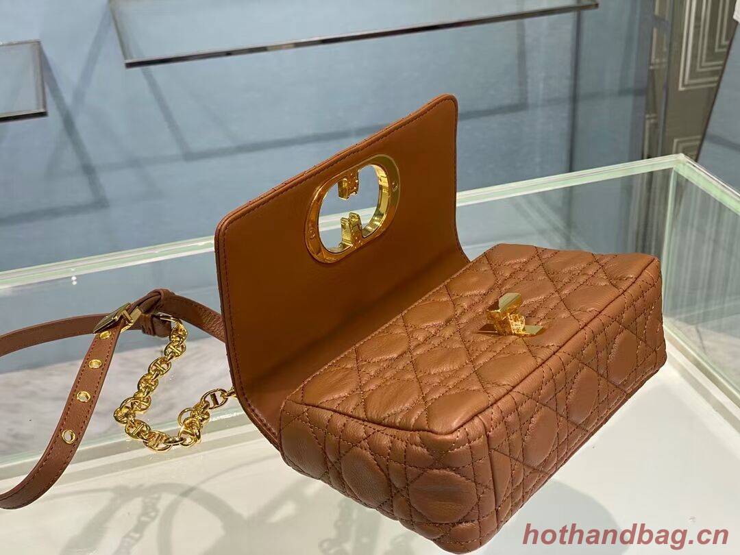 Dior SMALL DIOR CARO BAG Soft Cannage Calfskin M9241 Cognac-Colored Dior SMALL DIOR CARO BAG Soft Cannage Calfskin M9241 Cognac-Colored