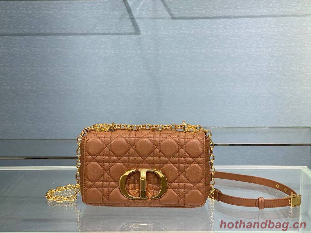 Dior SMALL DIOR CARO BAG Soft Cannage Calfskin M9241 Cognac-Colored Dior SMALL DIOR CARO BAG Soft Cannage Calfskin M9241 Cognac-Colored