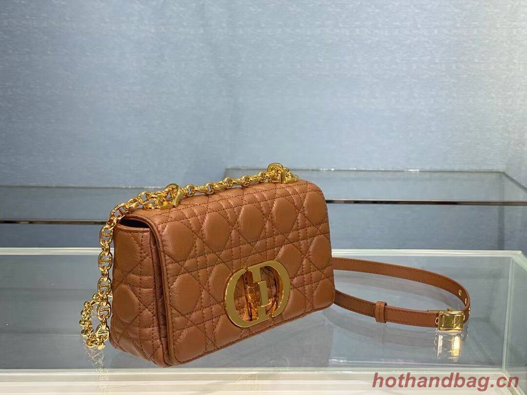Dior SMALL DIOR CARO BAG Soft Cannage Calfskin M9241 Cognac-Colored Dior SMALL DIOR CARO BAG Soft Cannage Calfskin M9241 Cognac-Colored