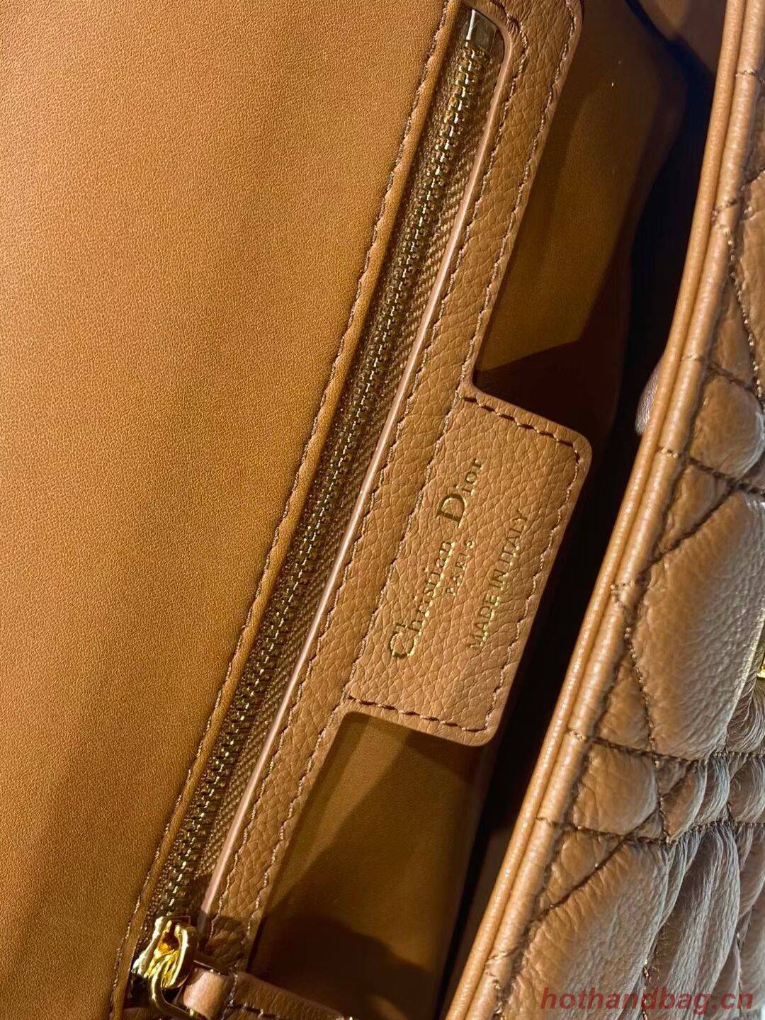 Dior SMALL DIOR CARO BAG Soft Cannage Calfskin M9241 Cognac-Colored Dior SMALL DIOR CARO BAG Soft Cannage Calfskin M9241 Cognac-Colored