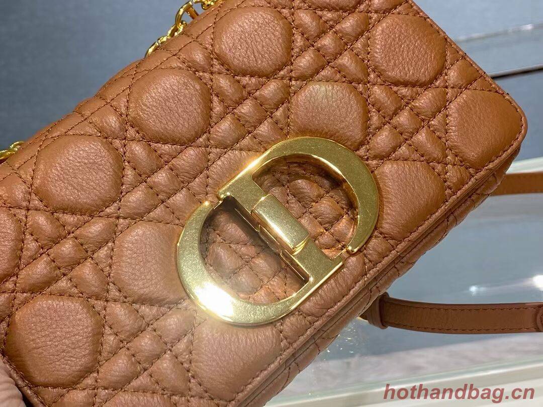 Dior SMALL DIOR CARO BAG Soft Cannage Calfskin M9241 Cognac-Colored Dior SMALL DIOR CARO BAG Soft Cannage Calfskin M9241 Cognac-Colored