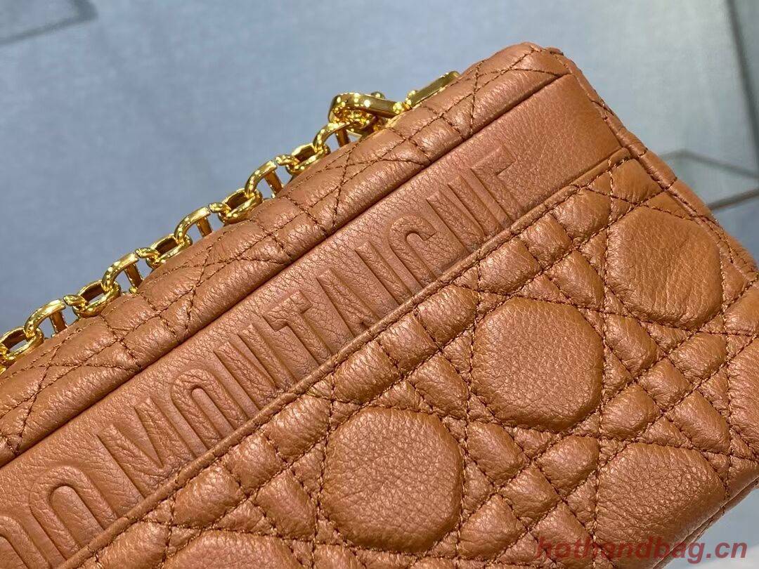 Dior SMALL DIOR CARO BAG Soft Cannage Calfskin M9241 Cognac-Colored Dior SMALL DIOR CARO BAG Soft Cannage Calfskin M9241 Cognac-Colored