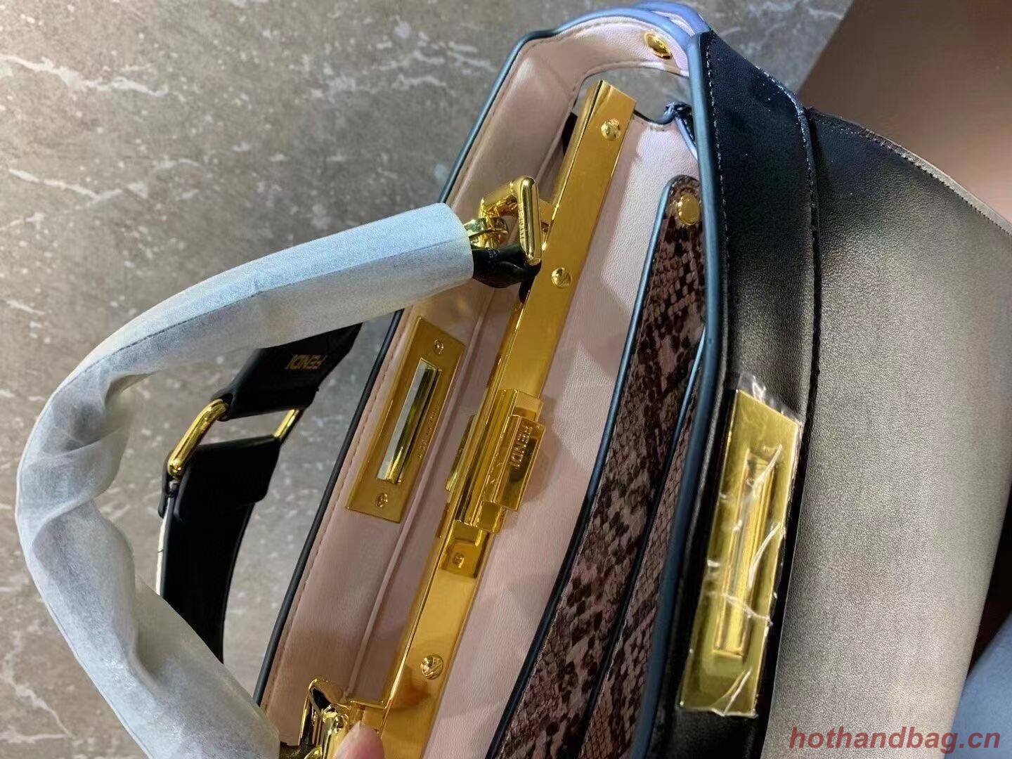 FENDI PEEKABOO ISEEU Medium Original Leather Bag F1688 Black