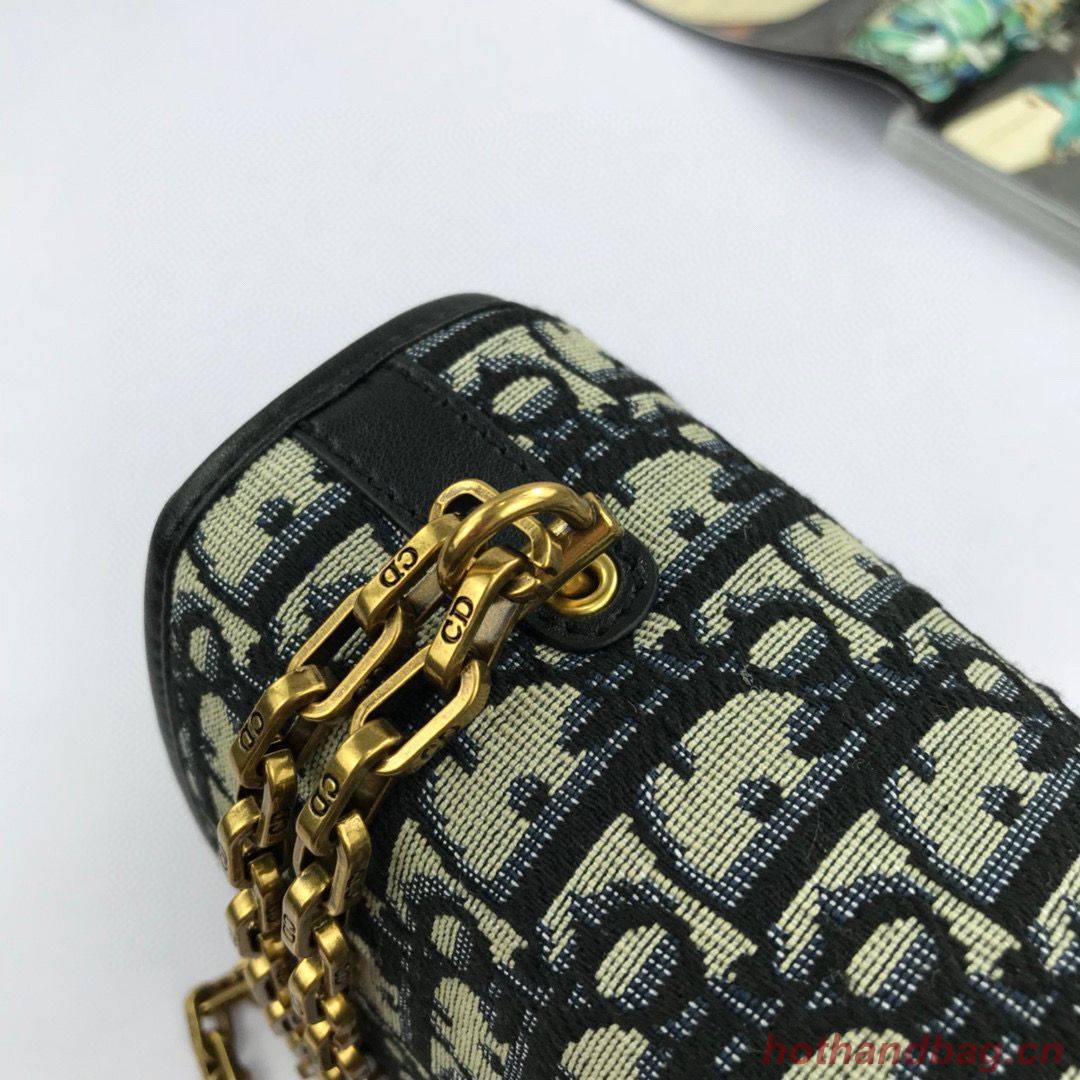 Dior Oblique Canvas Chain Shoulder Flap Bag S2013 Navy Blue Dior Oblique Canvas Chain Shoulder Flap Bag S2013 Navy Blue
