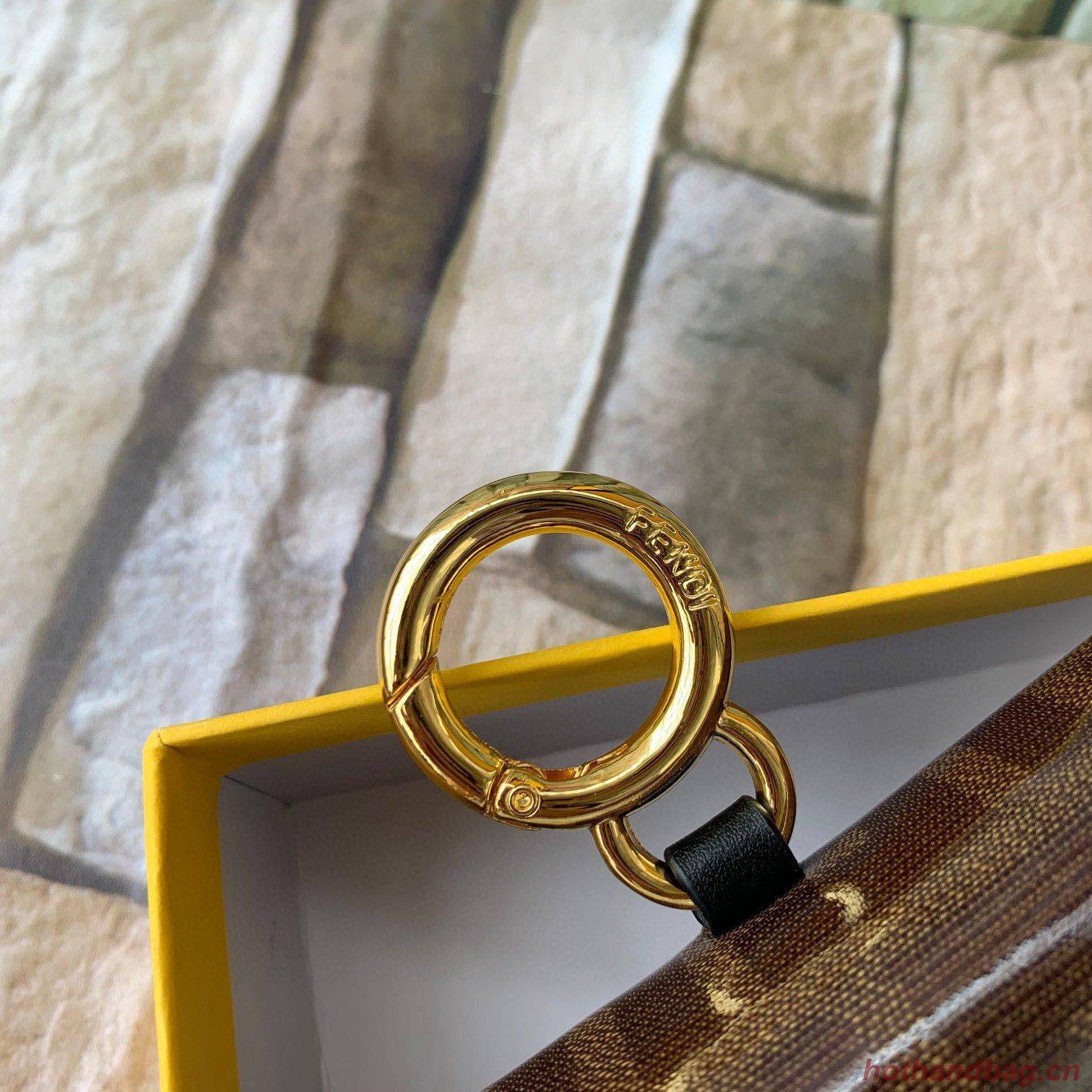 FENDI NANO BAGUETTE CHARM Nappa Original Leather Bag 7AR844 Brown FENDI NANO BAGUETTE CHARM Nappa Original Leather Bag 7AR844 Brown