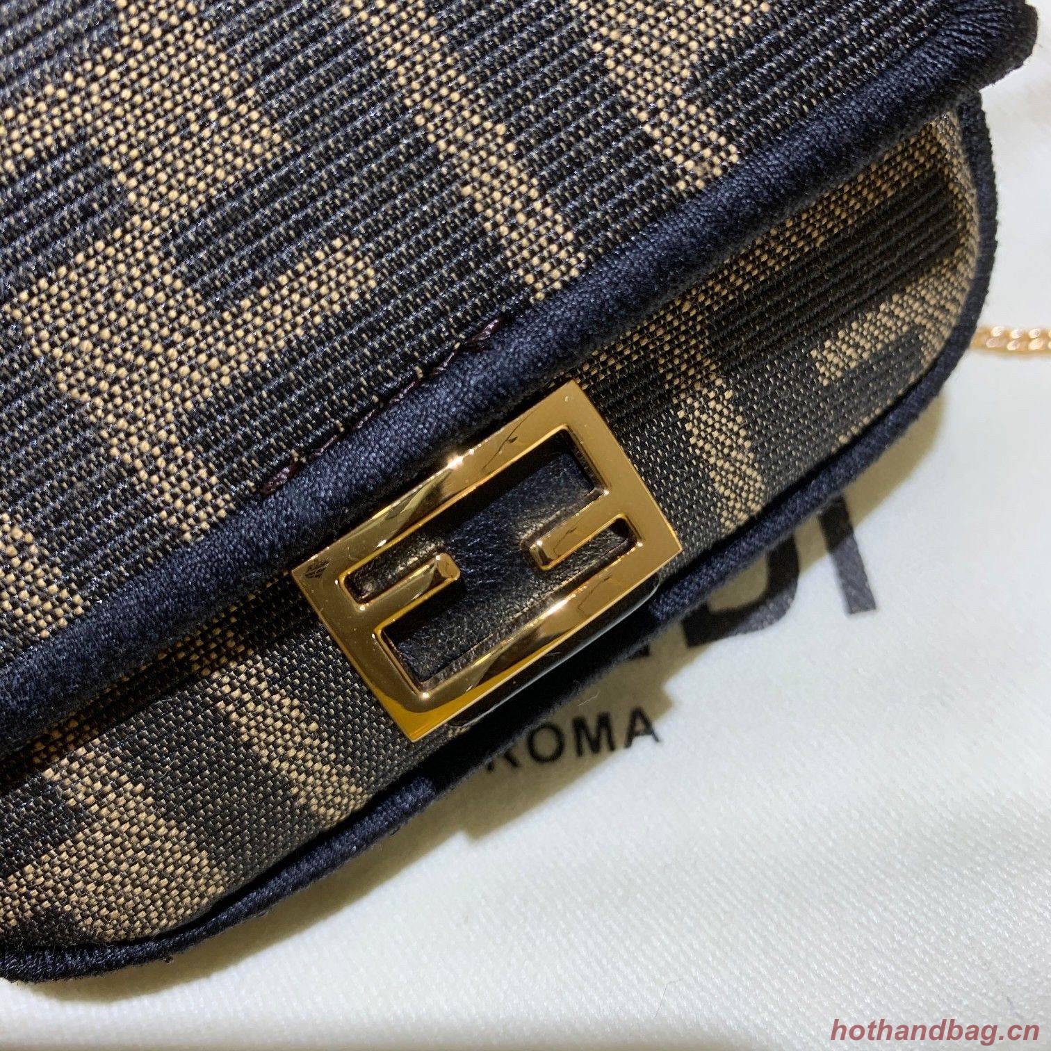 FENDI NANO BAGUETTE CHARM Nappa lcanvas Bag 7AR844 Brown FENDI NANO BAGUETTE CHARM Nappa lcanvas Bag 7AR844 Brown