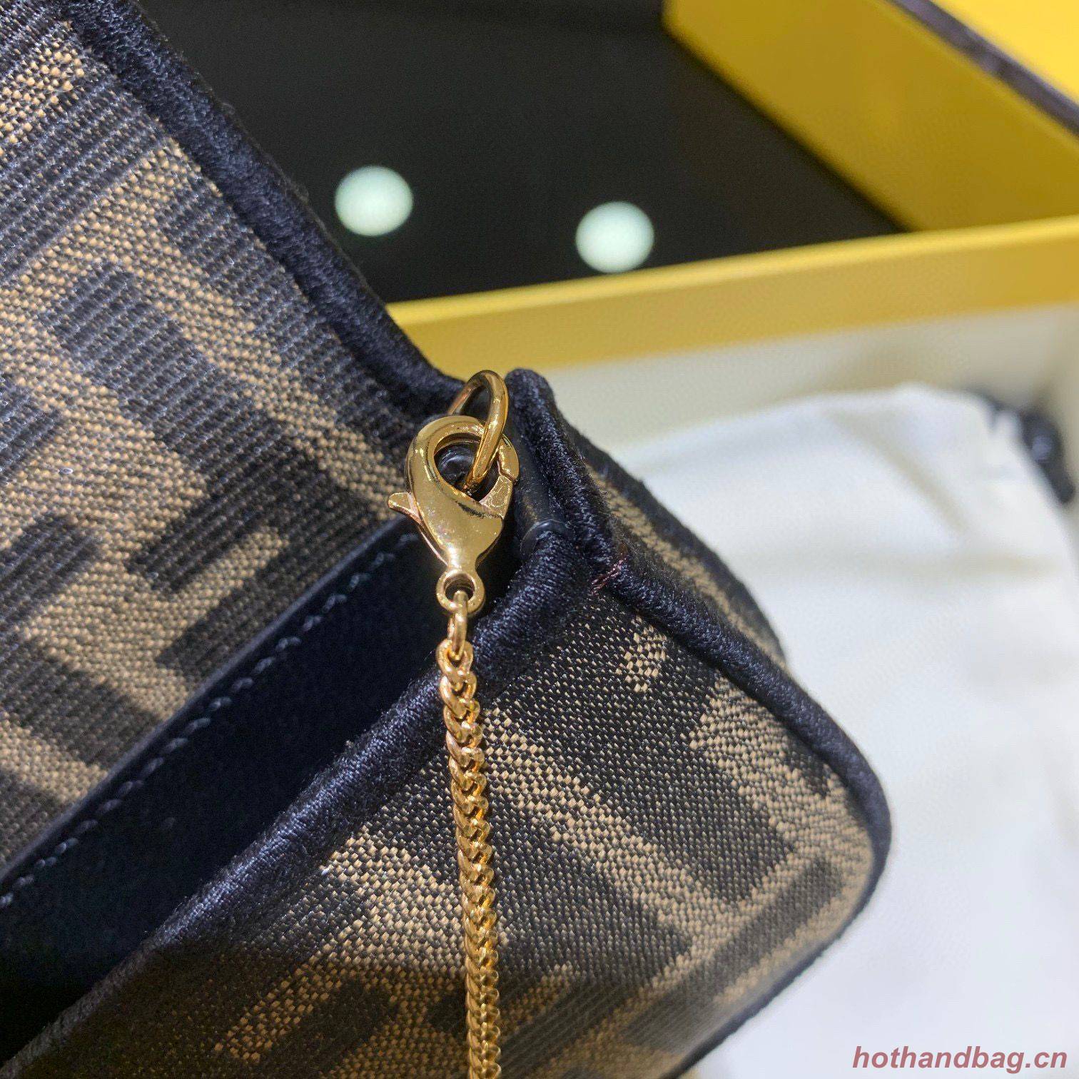 FENDI NANO BAGUETTE CHARM Nappa lcanvas Bag 7AR844 Brown FENDI NANO BAGUETTE CHARM Nappa lcanvas Bag 7AR844 Brown