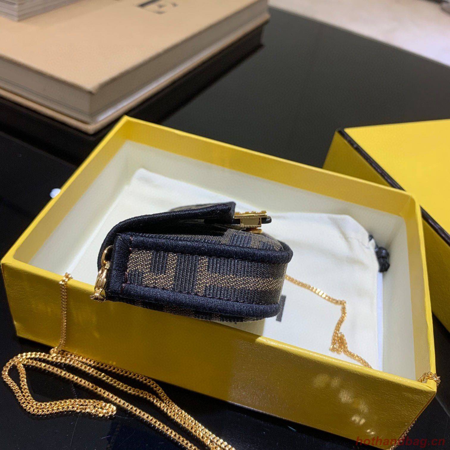 FENDI NANO BAGUETTE CHARM Nappa lcanvas Bag 7AR844 Brown FENDI NANO BAGUETTE CHARM Nappa lcanvas Bag 7AR844 Brown