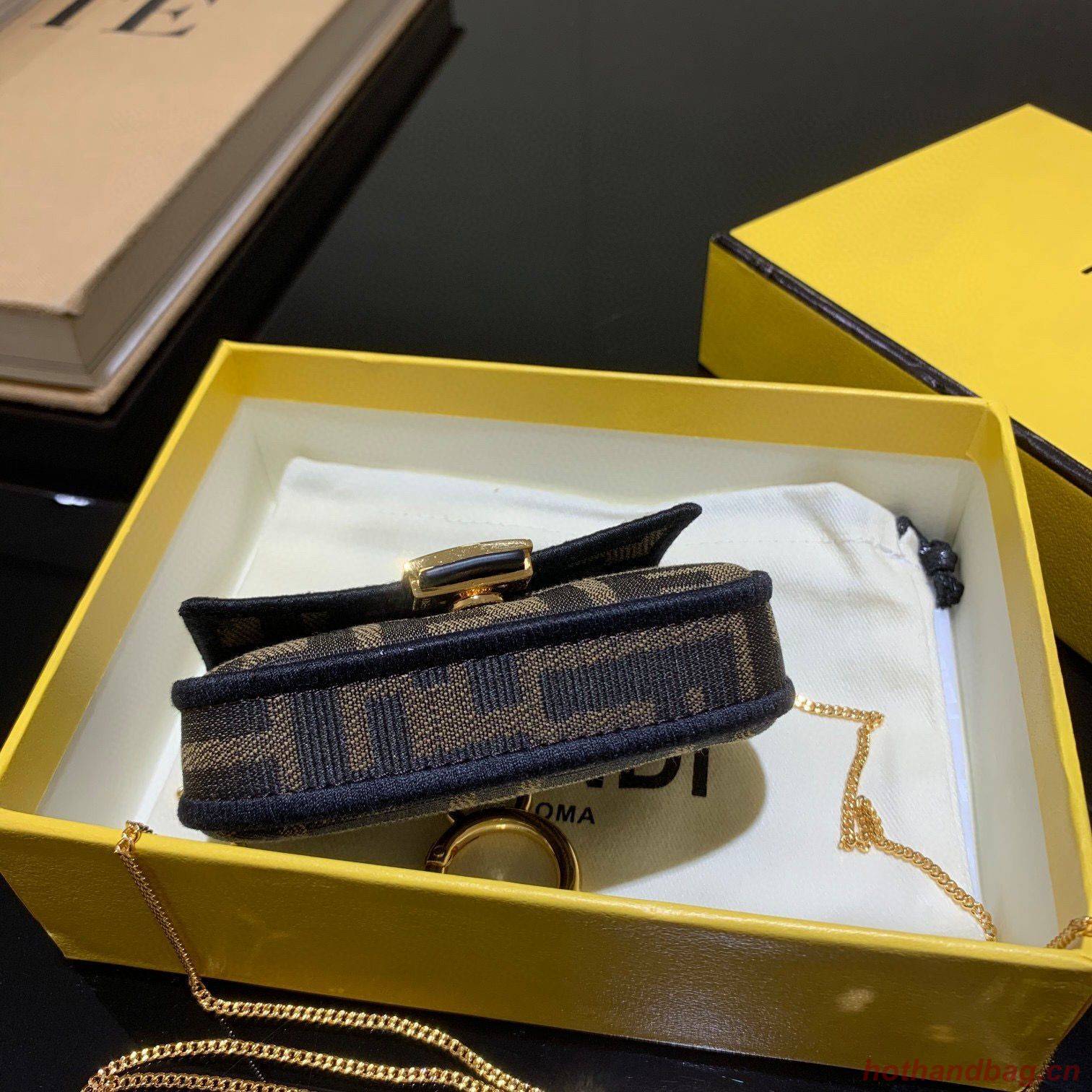 FENDI NANO BAGUETTE CHARM Nappa lcanvas Bag 7AR844 Brown FENDI NANO BAGUETTE CHARM Nappa lcanvas Bag 7AR844 Brown