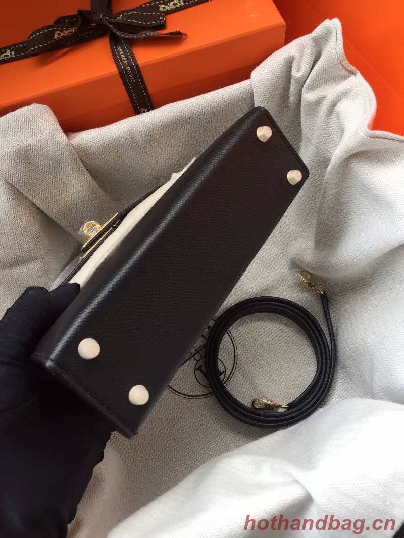 Hermes Kelly 19cm Shoulder Bags Epsom Leather KL19 black Hermes Kelly 19cm Shoulder Bags Epsom Leather KL19 black