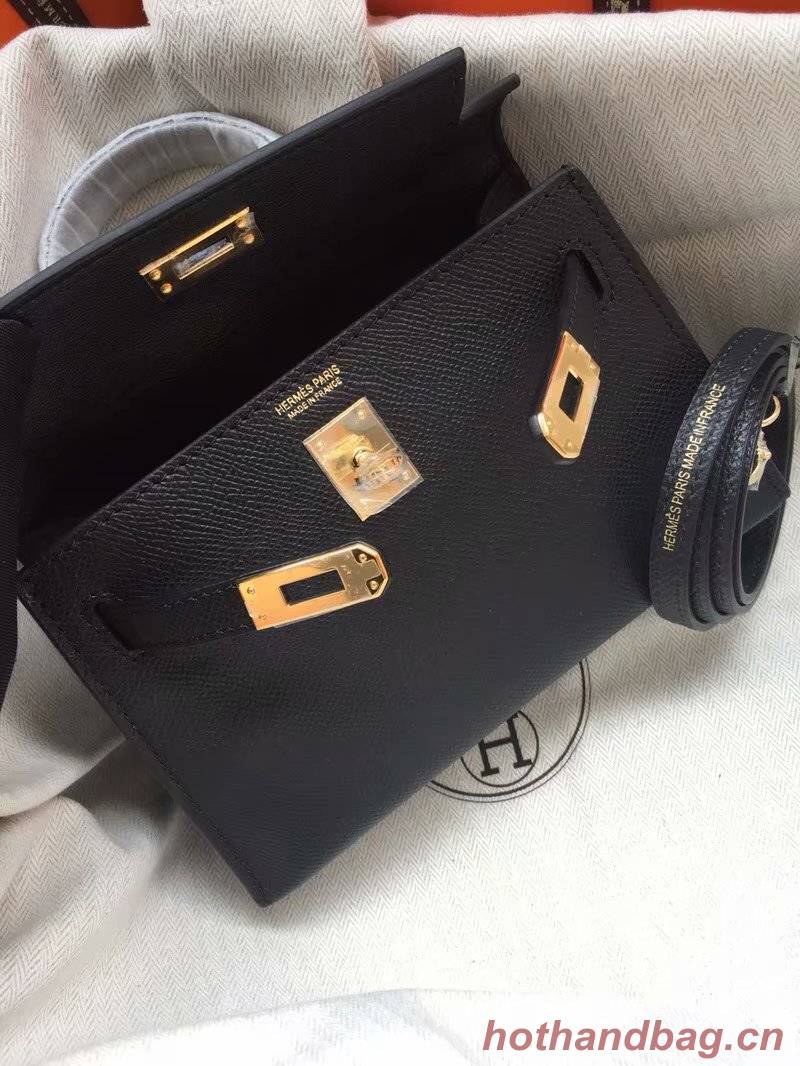 Hermes Kelly 19cm Shoulder Bags Epsom Leather KL19 black Hermes Kelly 19cm Shoulder Bags Epsom Leather KL19 black