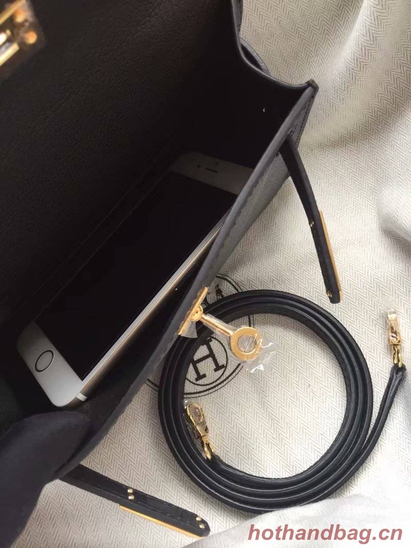 Hermes Kelly 19cm Shoulder Bags Epsom Leather KL19 black Hermes Kelly 19cm Shoulder Bags Epsom Leather KL19 black