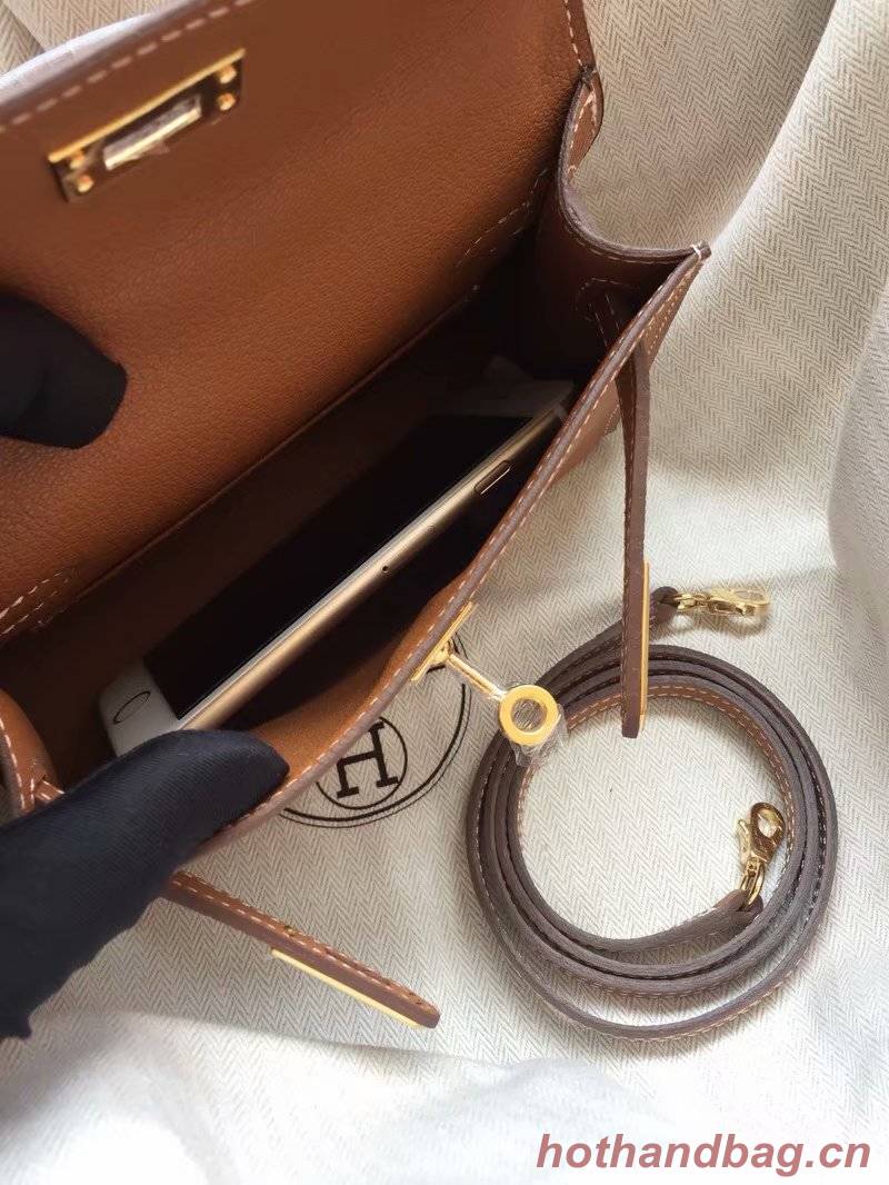 Hermes Kelly 19cm Shoulder Bags Epsom Leather KL19 brown Hermes Kelly 19cm Shoulder Bags Epsom Leather KL19 brown