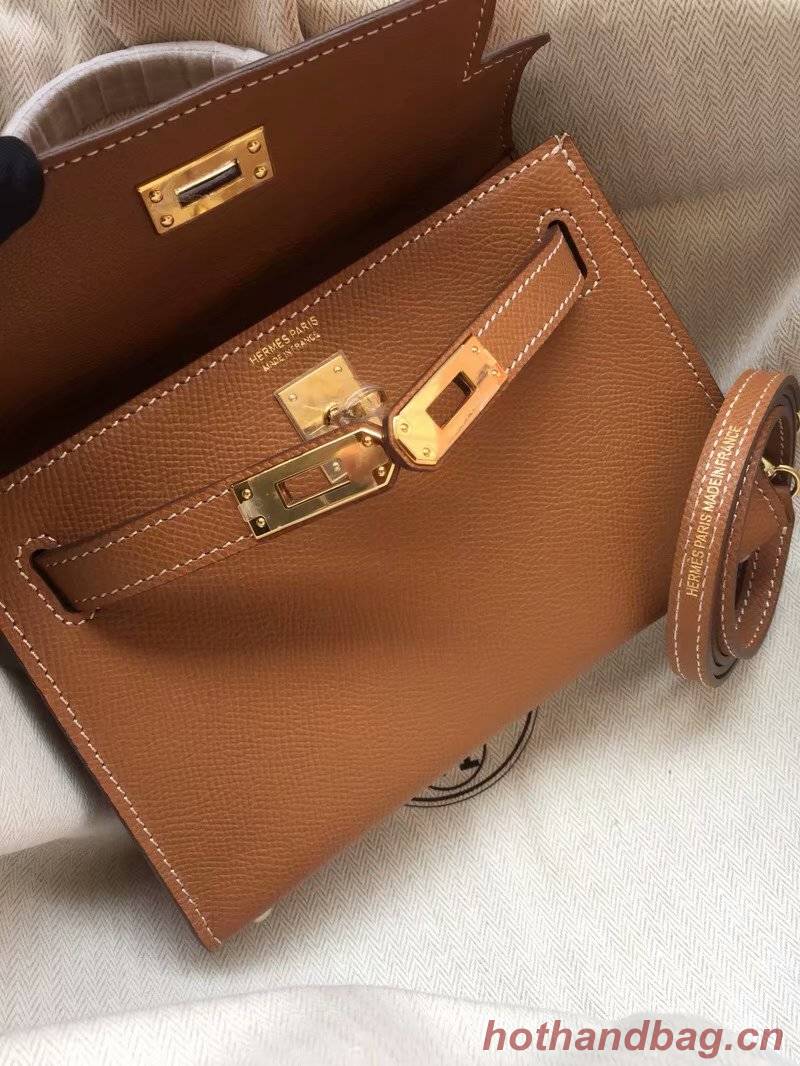 Hermes Kelly 19cm Shoulder Bags Epsom Leather KL19 brown Hermes Kelly 19cm Shoulder Bags Epsom Leather KL19 brown