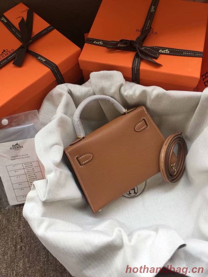 Hermes Kelly 19cm Shoulder Bags Epsom Leather KL19 brown Hermes Kelly 19cm Shoulder Bags Epsom Leather KL19 brown