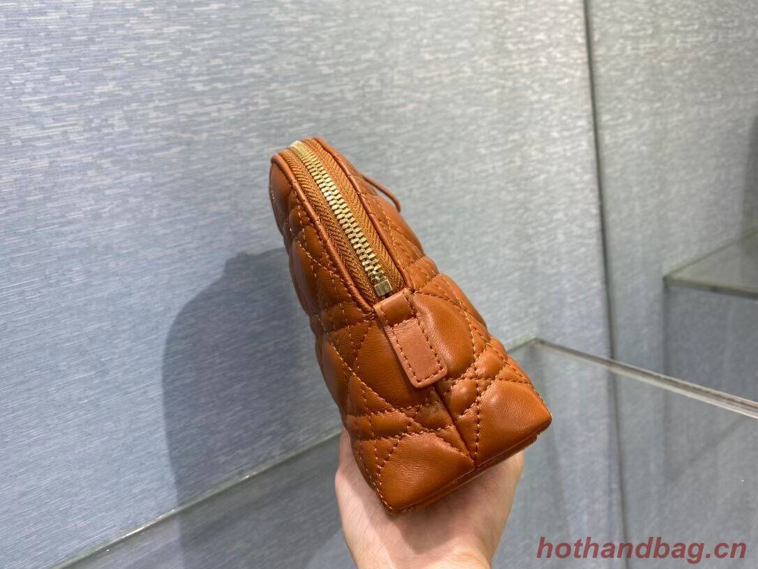 DIOR CARO BEAUTY POUCH Cannage Lambskin S5047 brown DIOR CARO BEAUTY POUCH Cannage Lambskin S5047 brown