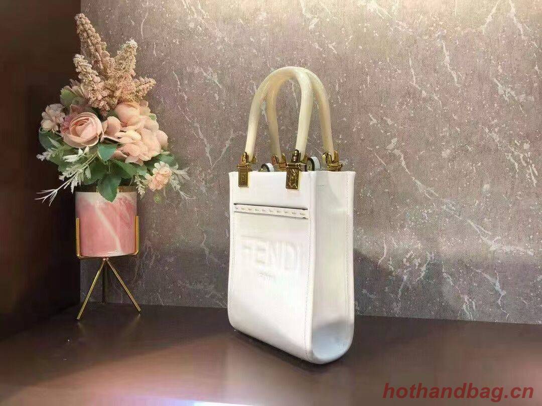 FENDI MINI SUNSHINE SHOPPER leather mini-bag 8BS051ABV beige FENDI MINI SUNSHINE SHOPPER leather mini-bag 8BS051ABV beige