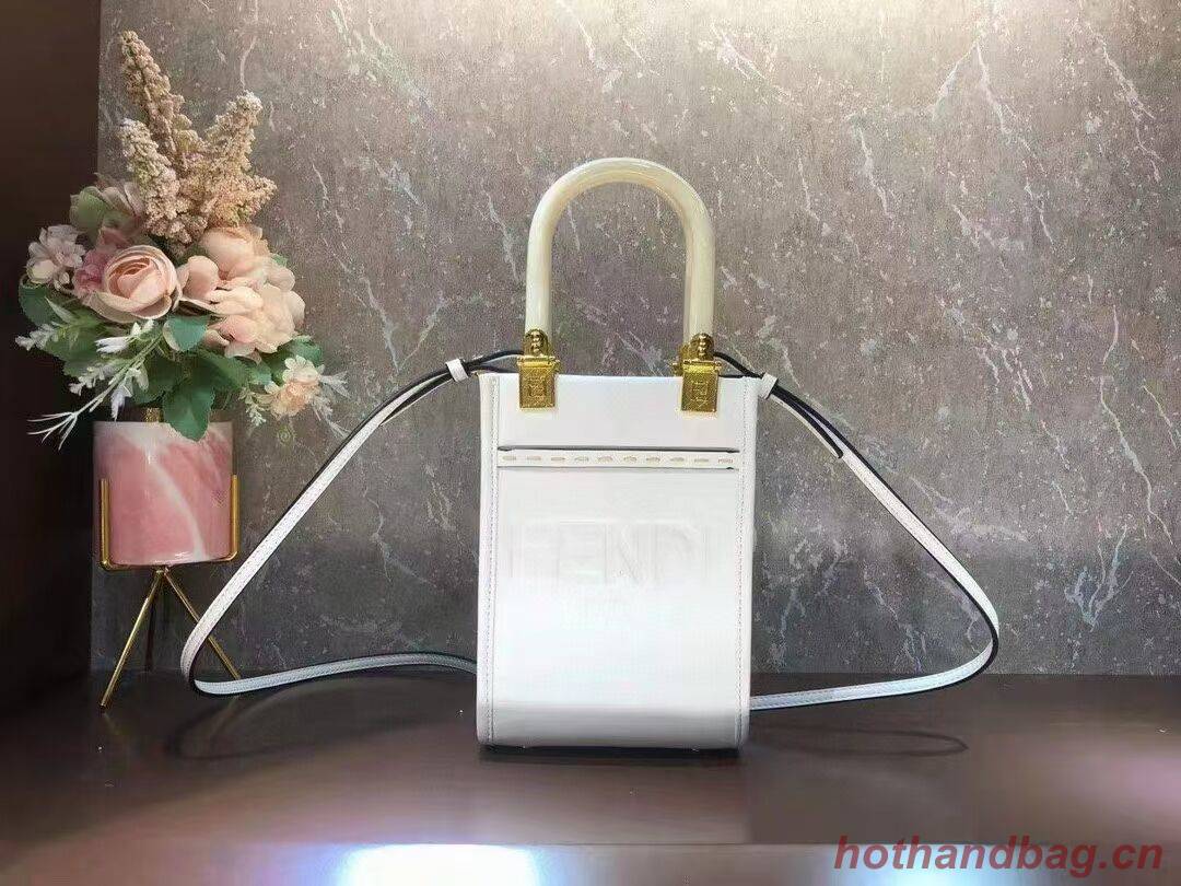 FENDI MINI SUNSHINE SHOPPER leather mini-bag 8BS051ABV beige FENDI MINI SUNSHINE SHOPPER leather mini-bag 8BS051ABV beige