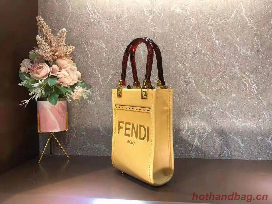FENDI MINI SUNSHINE SHOPPER leather mini-bag 8BS051ABV yellow FENDI MINI SUNSHINE SHOPPER leather mini-bag 8BS051ABV yellow