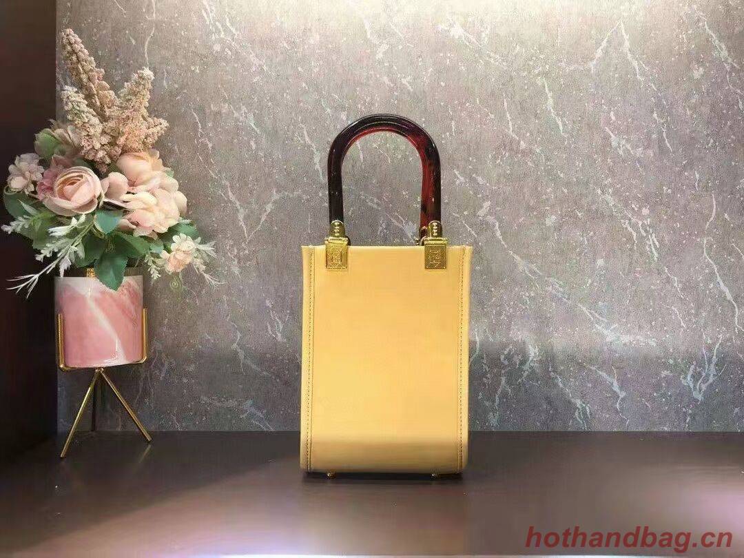 FENDI MINI SUNSHINE SHOPPER leather mini-bag 8BS051ABV yellow FENDI MINI SUNSHINE SHOPPER leather mini-bag 8BS051ABV yellow