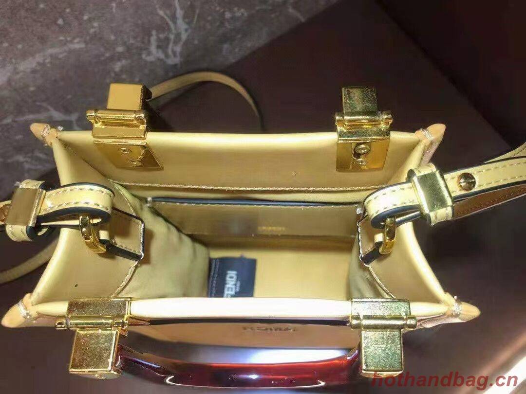 FENDI SUNSHINE SHOPPER leather mini-bag F1620 yellow FENDI SUNSHINE SHOPPER leather mini-bag F1620 yellow