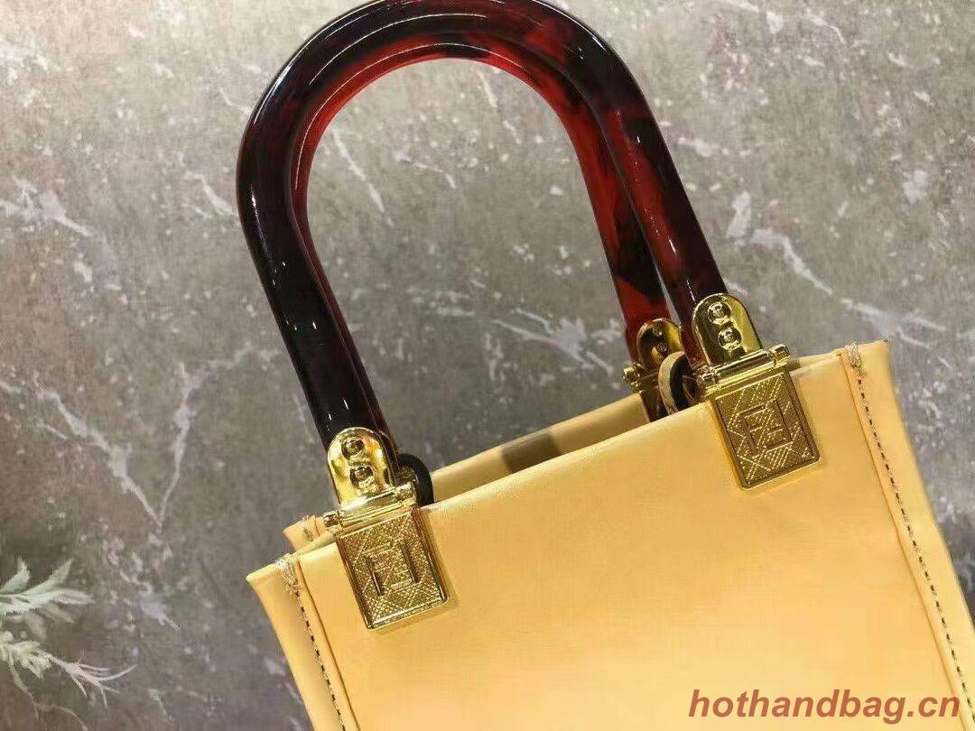 FENDI SUNSHINE SHOPPER leather mini-bag F1620 yellow FENDI SUNSHINE SHOPPER leather mini-bag F1620 yellow