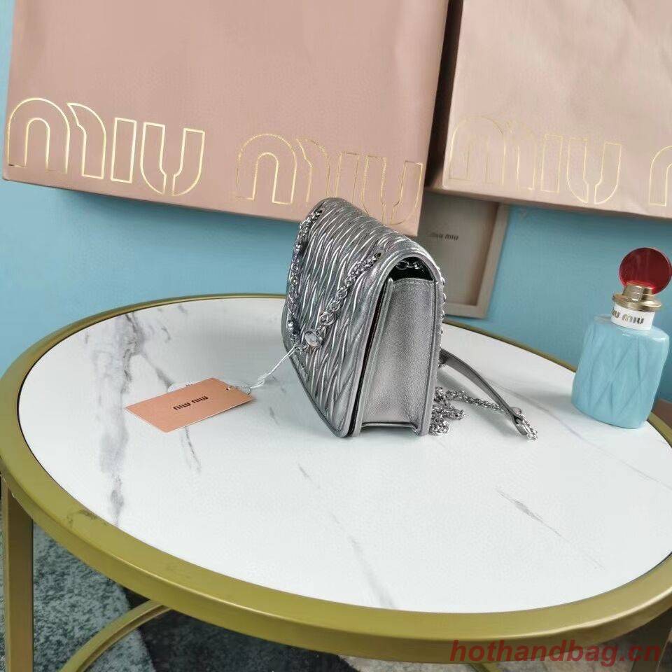 miu miu Matelasse Nappa Leather mini Shoulder Bag 5TT124 Silver miu miu Matelasse Nappa Leather mini Shoulder Bag 5TT124 Silver