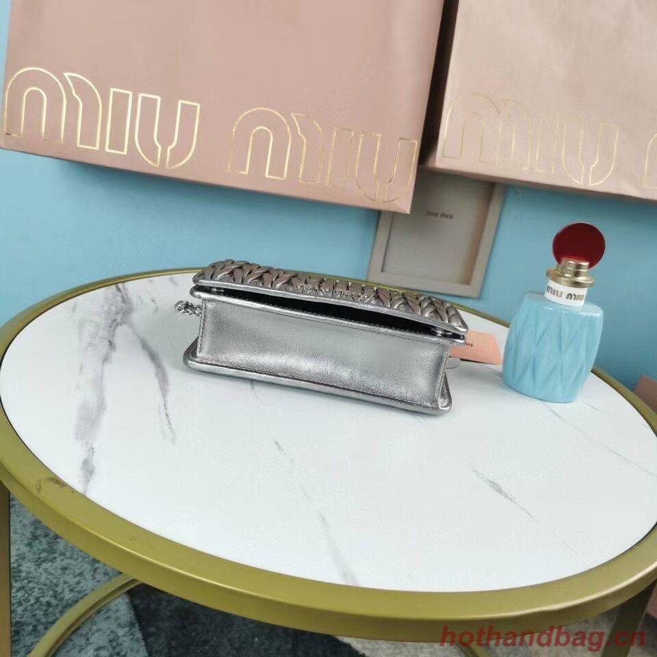 miu miu Matelasse Nappa Leather mini Shoulder Bag 5TT124 Silver miu miu Matelasse Nappa Leather mini Shoulder Bag 5TT124 Silver