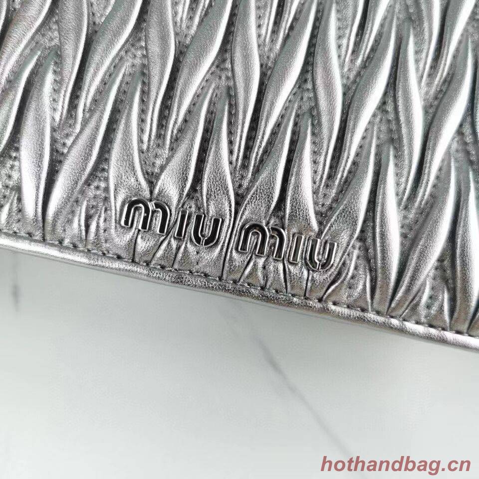 miu miu Matelasse Nappa Leather mini Shoulder Bag 5TT124 Silver miu miu Matelasse Nappa Leather mini Shoulder Bag 5TT124 Silver