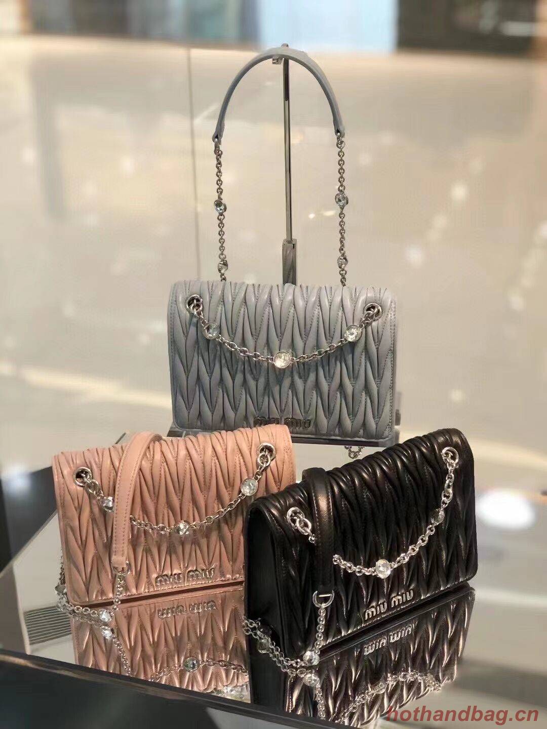 miu miu Matelasse Nappa Leather mini Shoulder Bag 5TT124 Silver miu miu Matelasse Nappa Leather mini Shoulder Bag 5TT124 Silver