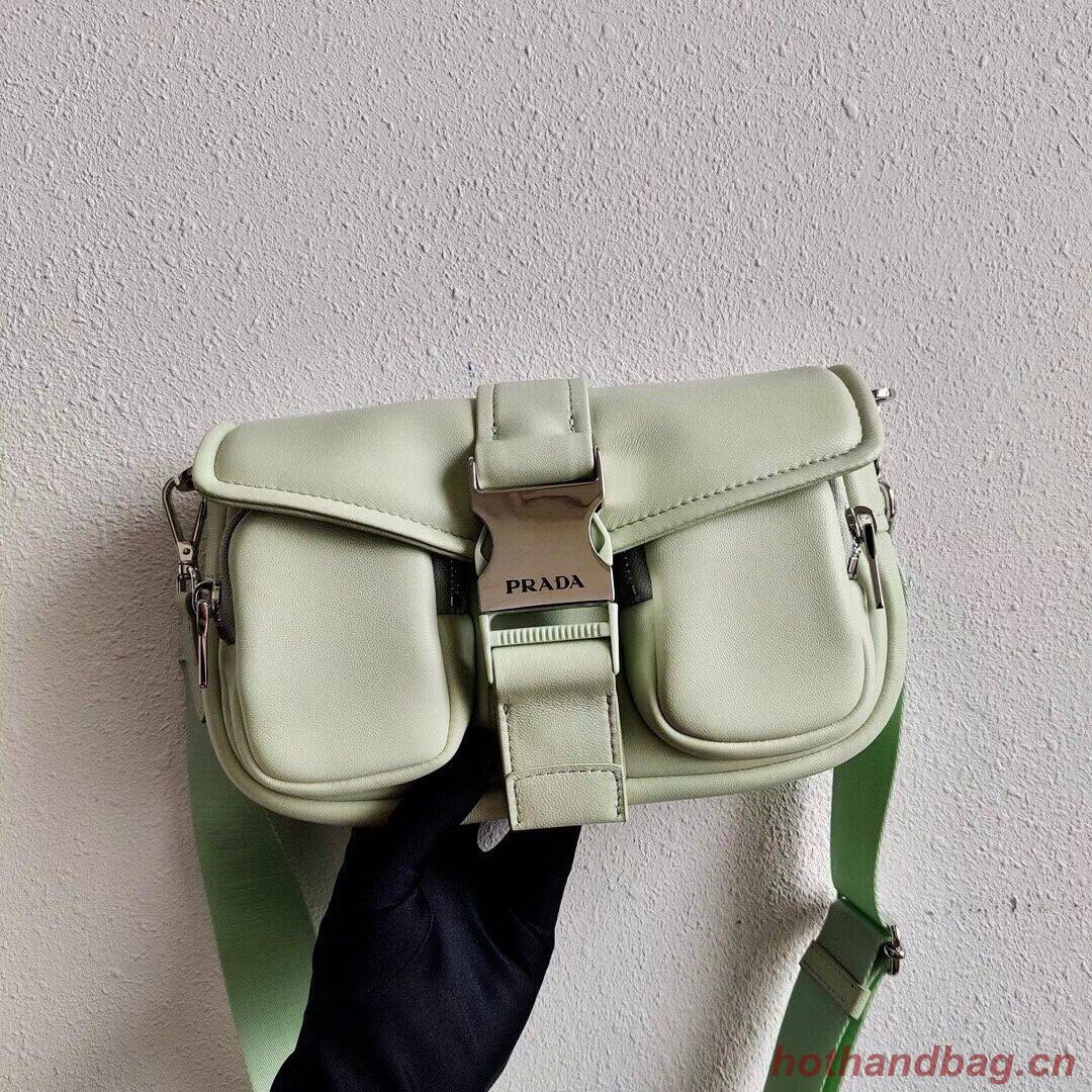 Prada Pocket nylon and brushed leather bag 1BD295 green Prada Pocket nylon and brushed leather bag 1BD295 green