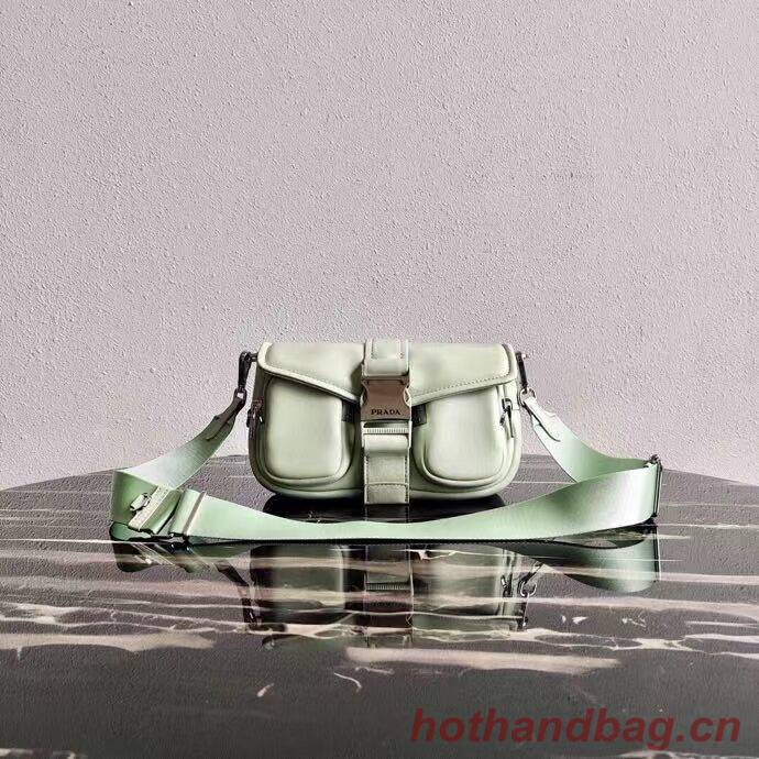 Prada Pocket nylon and brushed leather bag 1BD295 green Prada Pocket nylon and brushed leather bag 1BD295 green