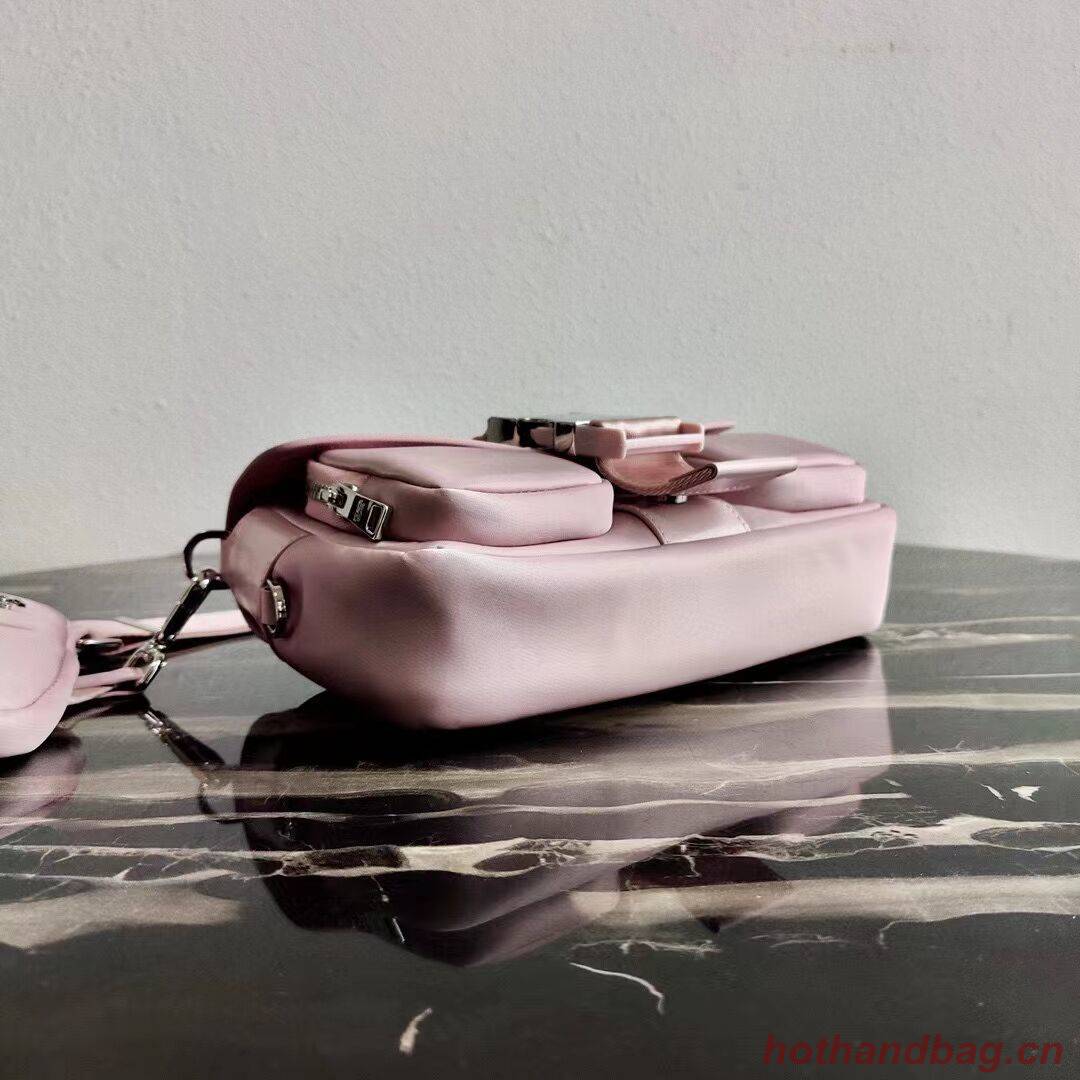 Prada Pocket nylon and brushed leather bag 1BD295 pink Prada Pocket nylon and brushed leather bag 1BD295 pink