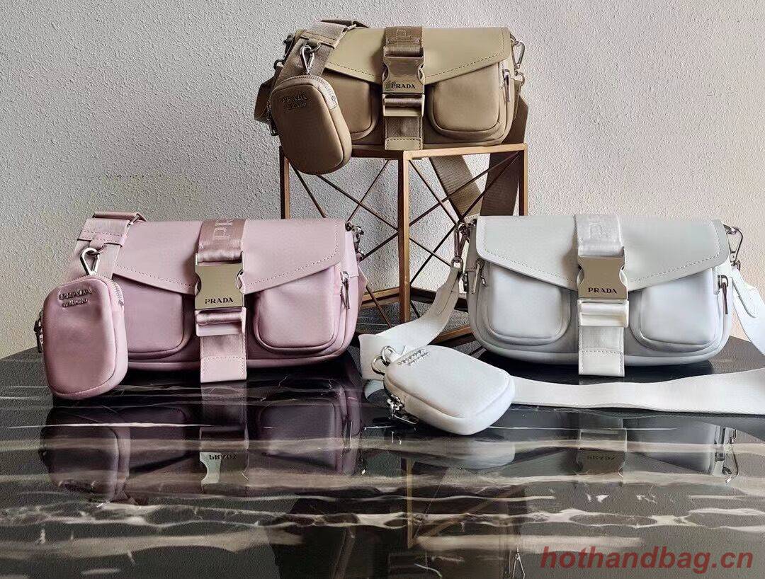 Prada Pocket nylon and brushed leather bag 1BD295 pink Prada Pocket nylon and brushed leather bag 1BD295 pink