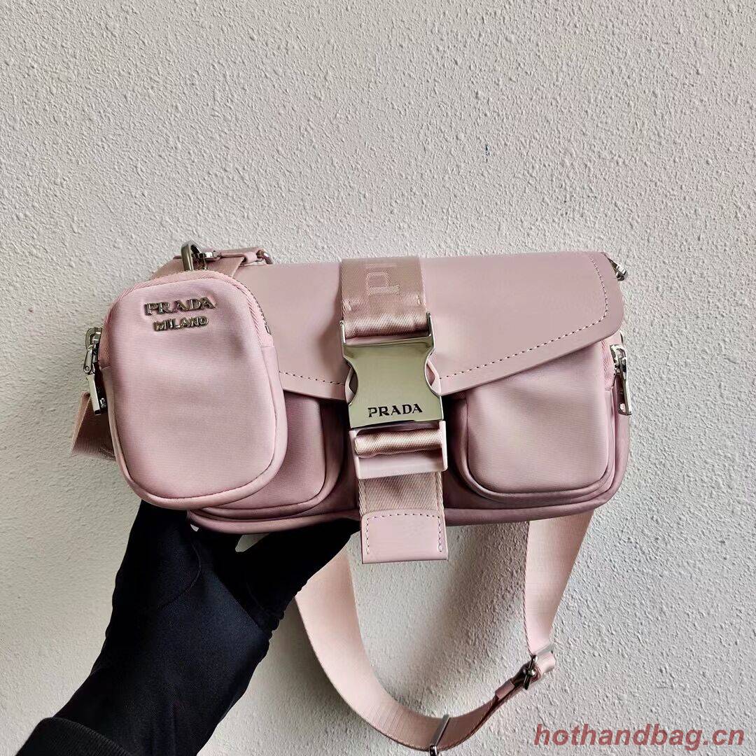 Prada Pocket nylon and brushed leather bag 1BD295 pink Prada Pocket nylon and brushed leather bag 1BD295 pink