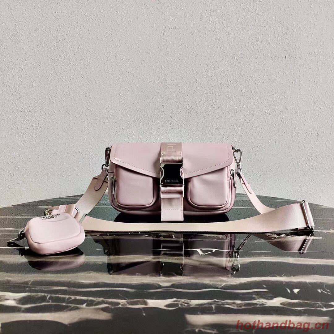 Prada Pocket nylon and brushed leather bag 1BD295 pink Prada Pocket nylon and brushed leather bag 1BD295 pink