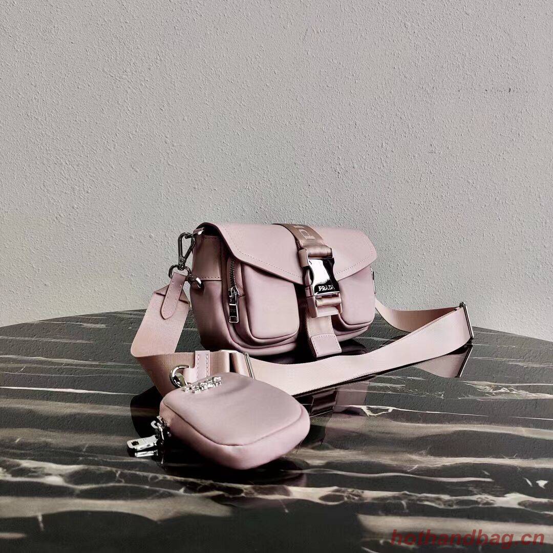 Prada Pocket nylon and brushed leather bag 1BD295 pink Prada Pocket nylon and brushed leather bag 1BD295 pink