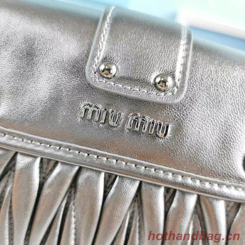 miu miu Matelasse Nappa Leather Shoulder Bag 5BD188 Silver miu miu Matelasse Nappa Leather Shoulder Bag 5BD188 Silver