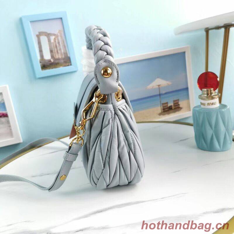 miu miu Matelasse Nappa Leather Shoulder Bag 5BD188 light blue miu miu Matelasse Nappa Leather Shoulder Bag 5BD188 light blue
