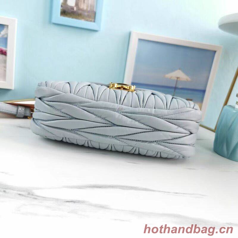 miu miu Matelasse Nappa Leather Shoulder Bag 5BD188 light blue miu miu Matelasse Nappa Leather Shoulder Bag 5BD188 light blue