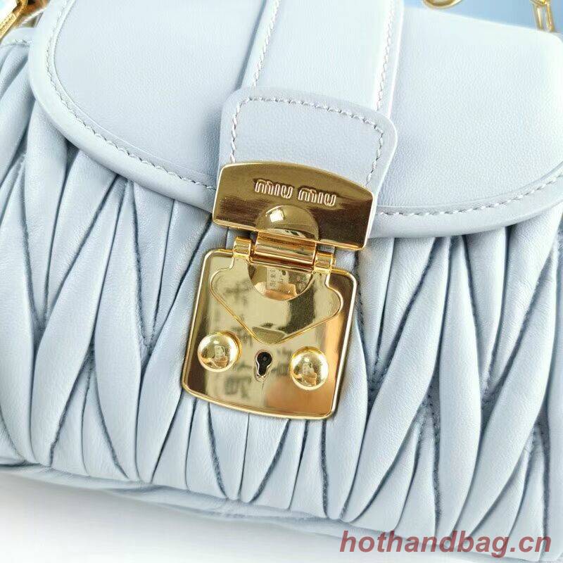 miu miu Matelasse Nappa Leather Shoulder Bag 5BD188 light blue miu miu Matelasse Nappa Leather Shoulder Bag 5BD188 light blue