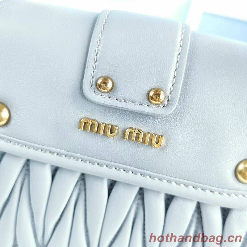 miu miu Matelasse Nappa Leather Shoulder Bag 5BD188 light blue miu miu Matelasse Nappa Leather Shoulder Bag 5BD188 light blue