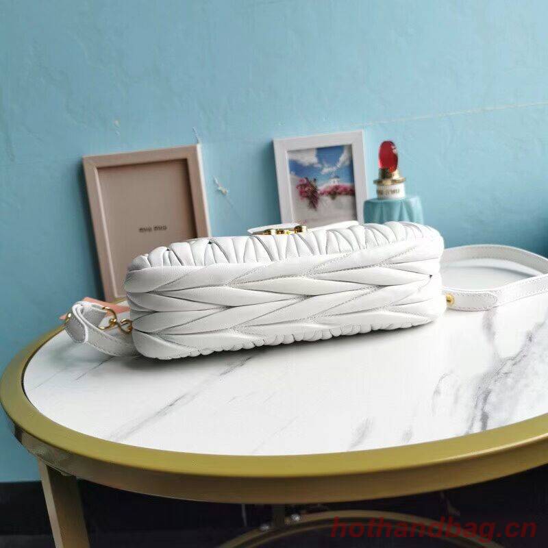 miu miu Matelasse Nappa Leather Shoulder Bag 5BD188 white miu miu Matelasse Nappa Leather Shoulder Bag 5BD188 white