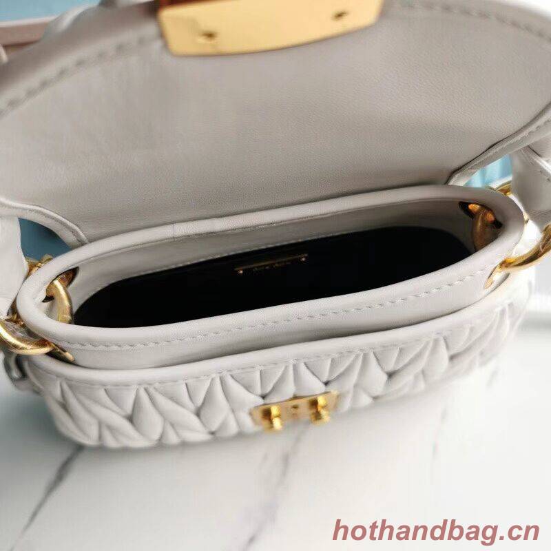 miu miu Matelasse Nappa Leather Shoulder Bag 5BD188 white miu miu Matelasse Nappa Leather Shoulder Bag 5BD188 white
