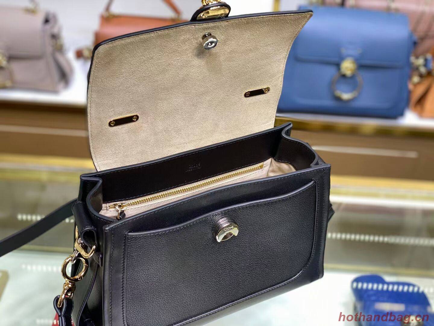 Chloe Original Calfskin Leather Bag C1142L Black Chloe Original Calfskin Leather Bag C1142L Black