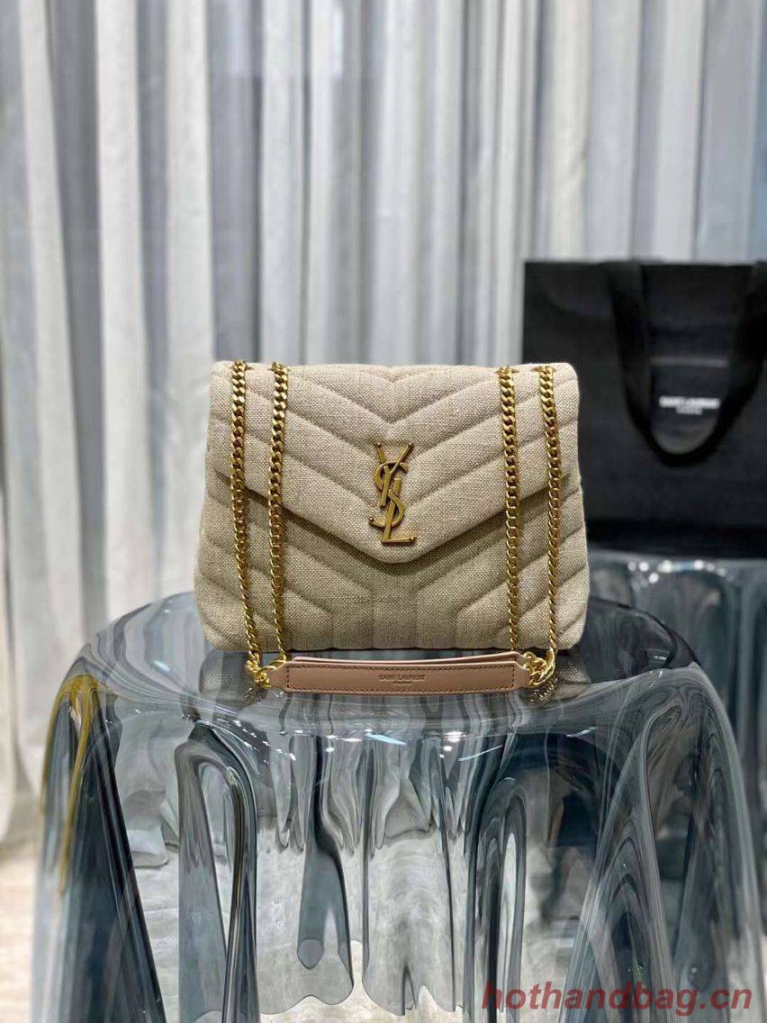Yves Saint Laurent LOULOU SMALL IN QUILTED Y LINEN Y549469 Yves Saint Laurent LOULOU SMALL IN QUILTED Y LINEN Y549469