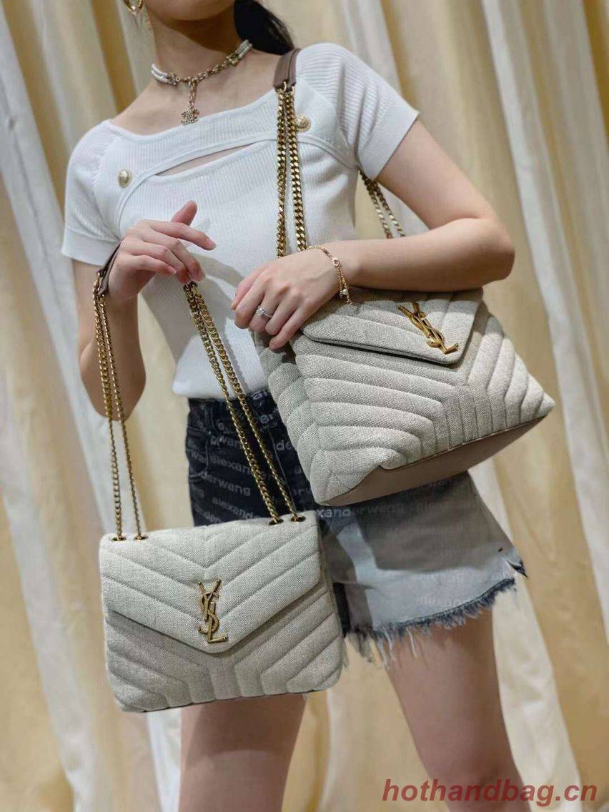 Yves Saint Laurent LOULOU SMALL IN QUILTED Y LINEN Y549469 Yves Saint Laurent LOULOU SMALL IN QUILTED Y LINEN Y549469